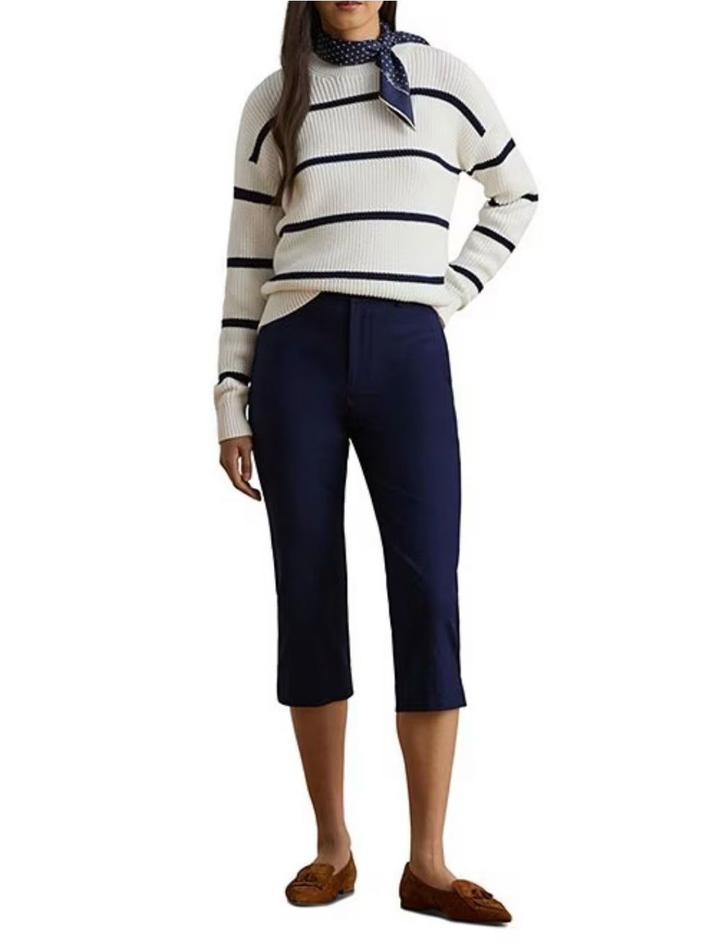 Lauren Ralph Lauren Double Face Stretch Cotton Trousers | Size 4